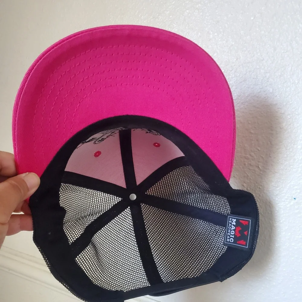 Fatal Clothing Hot Pink Black Trucker Hat Snapback Mesh Cap Embroidered Logo
